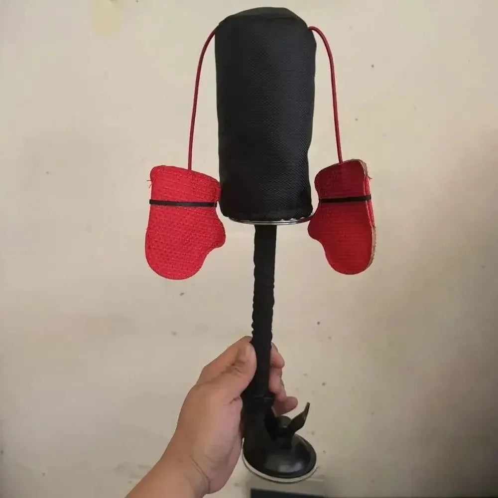 Cartoon Cat Punching Bag Toy with Boxing Gloves Suction Cup Indoor Pet Toy for Kittens & Adult Cats Color Random Shipped